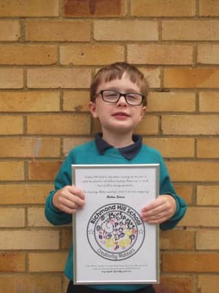 Matthew Behrens of Luton's Richmond Hill Primary who has won a competition to design a Creativity Matters mark.