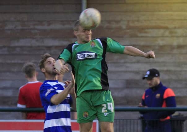 Former Luton Town defender Scott Griffiths in action for Dagenham at Dunstable on Thursday