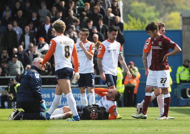 Danny Green suffers his injury against Northampton last season