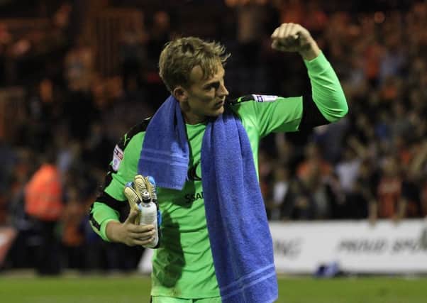 Christian Walton celebrates Hatters' win over Aston Villa