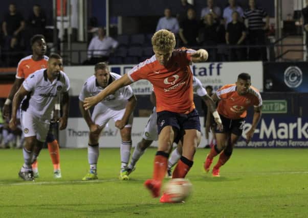 Cameron McGeehan scores the winner for Hatters against Newport