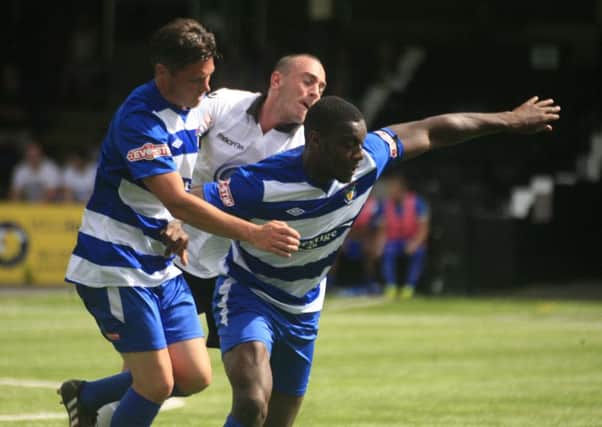Dunstable Town's Alex Cathline and Danny Talbot