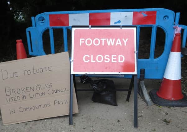 Bridleway path, Crawley Green Road, is closed