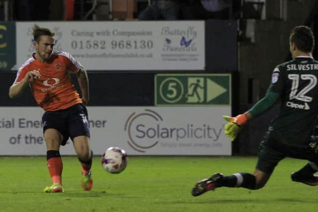 Jack Marriott was off target from this one-on-one in the second half