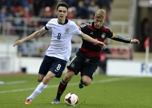 Alex Gilliead in action from England U18s.