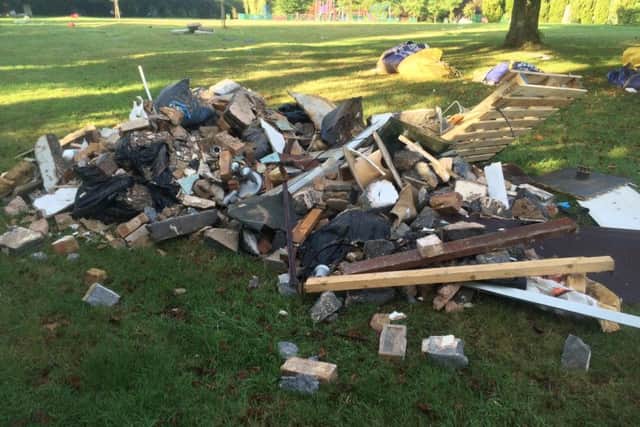 Mess left behind by travellers at Memorial Park