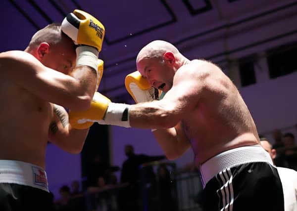 Liam Conroy in action against Tamas Danko - pic: Natalie Mayhew (Butterfly Boxing)