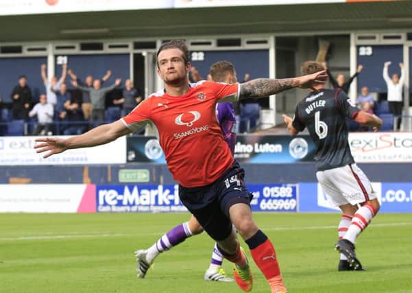 Jack Marriott celebrates his goal that put Luton 2-1 in front