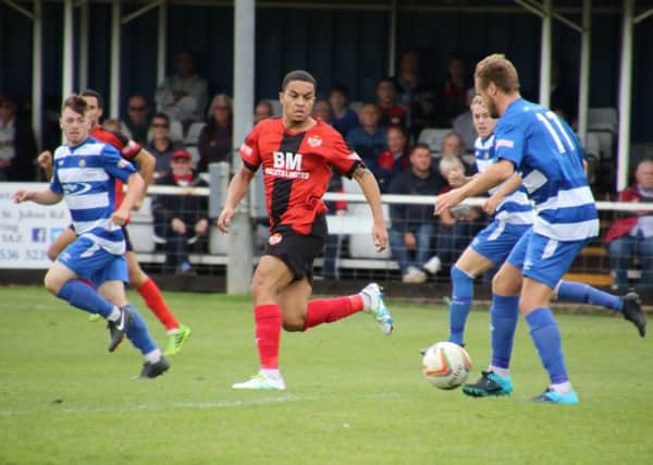 Action from Dunstable Town's victory at Kettering Town