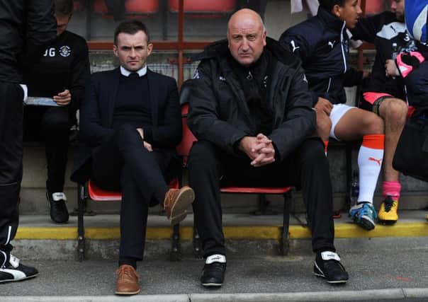 Nathan Jones with assistant boss Paul Hart