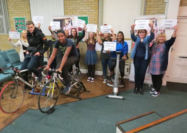 Soul youth group from Luton's Ramridge Baptist Church prepare to take part in a marathon static cycle to raise funds for a school in Zimbabwe