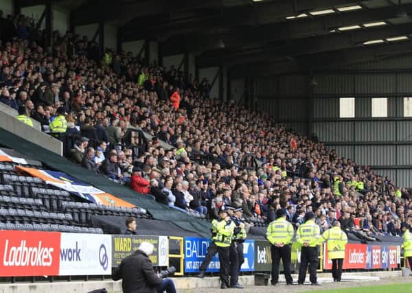 Luton's away fans at Notts County on Saturday