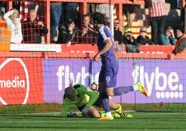Danny Hylton nets from the spot against Exeter on Saturday