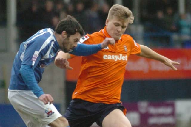 And then: Cameron McGeehan during his debut for Luton against Nuneaton in January 2014