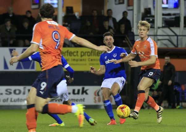 Now: Cameron McGeehan looks to send over a cross against Portsmouth on Tuesday night