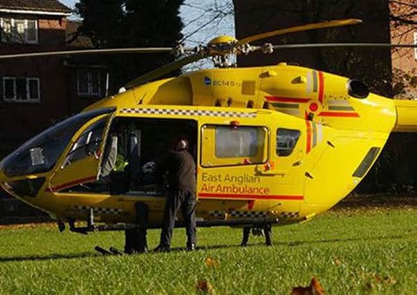 The air ambulance photographed in Brantwood Park. Credit: Soheb Siddiqi