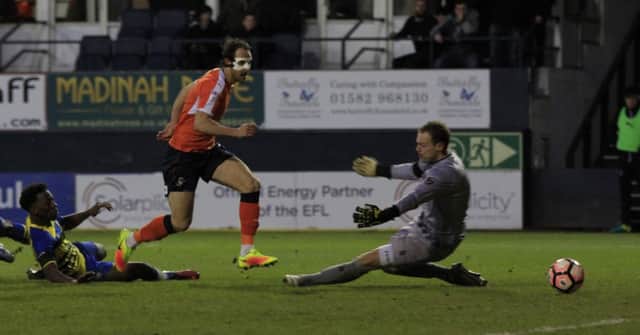 Danny Hylton gets Luton back in the game against Solihull