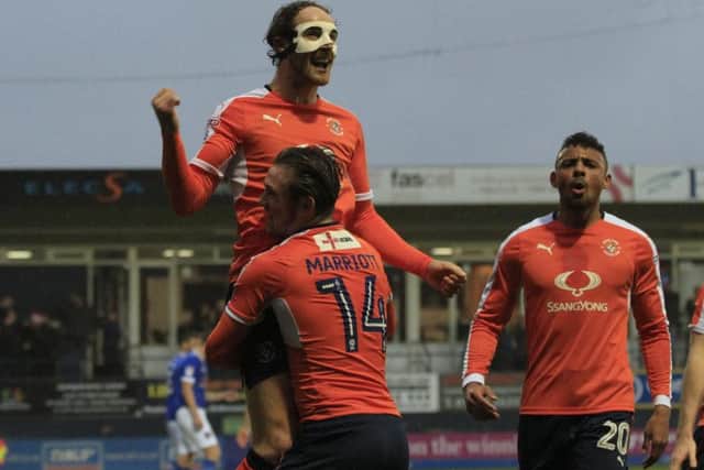 Danny Hylton celebrates his equaliser against Carlisle
