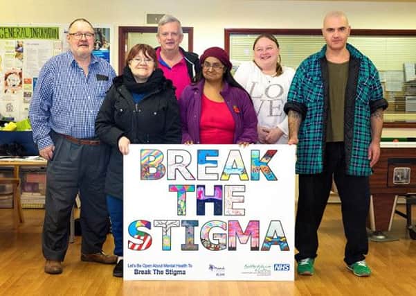 The Luton group with 'Break the Stigma' acrylic board