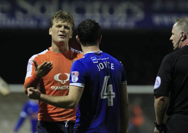 Hatters midfielder Cameron McGeehan can't hide his frustration at the weekend