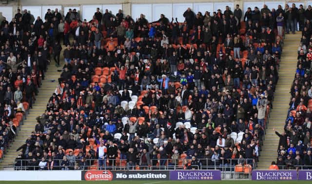 Hatters' fans at Blackpool on Saturday