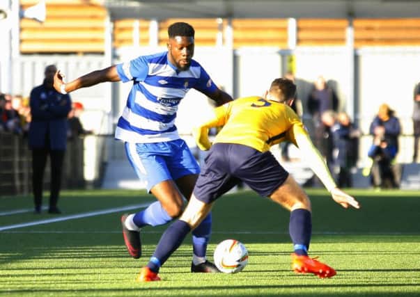 Dunstable Town's Josh Oyinsan was sent off again at the weekend - pic: Chris White
