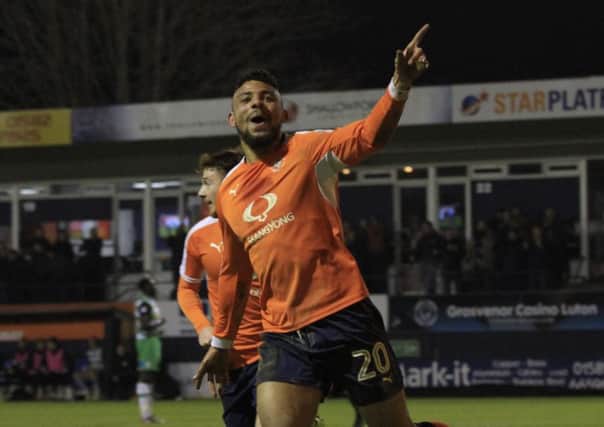 A delighted Isaac Vassell celebrates his first goal against Yeovil