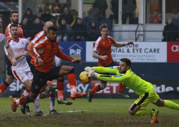 Isaac Vassell goes close against Crawley on Saturday