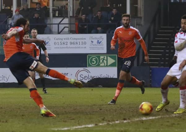 Danny Hylton fires home the winner against Crawley on Saturday