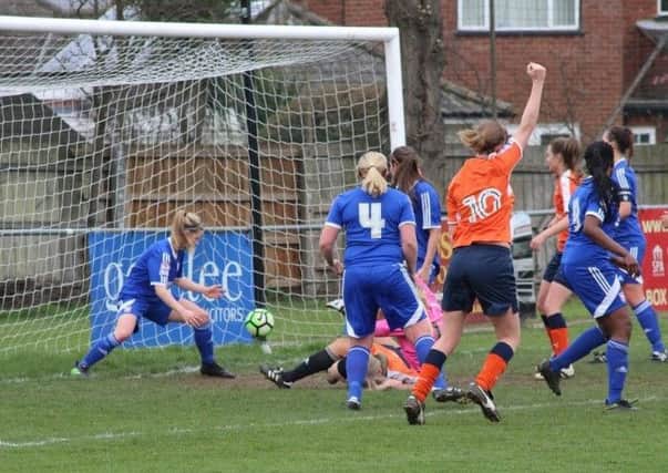 Amy Summerfield scores the only goal of the game for Luton