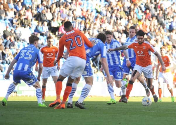 Alan Sheehan tries to waltz through the Colchester defence on Saturday
