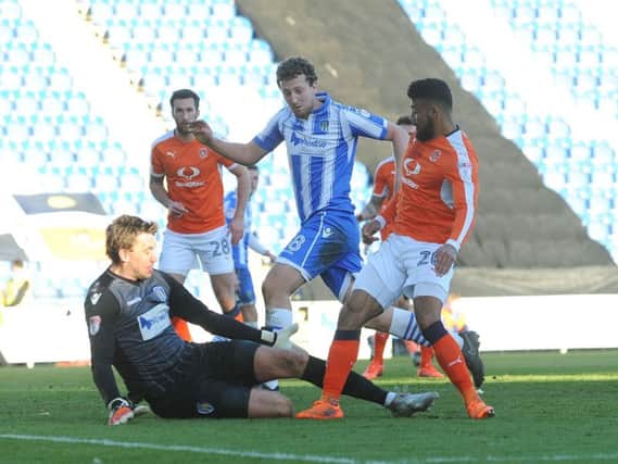 Isaac Vassell nets his 10th goal of the season at Colchester