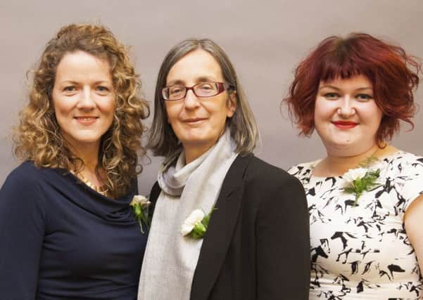 Helen Pankhurst (centre) with Luton Irihs Forum CEO Noelette Hanley (left) and Fiona Martin of the Women of Ireland project