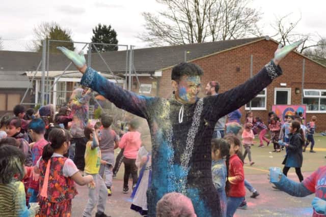 Pupils and staff at Foxdell Infant School celebrated the Holi festival
