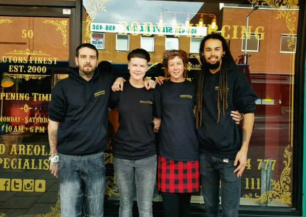 Natalie Rolls (second left) of Adrenalin Park, Luton's new tattoo studio, with from left colleagues Marcin, Alice and Leon