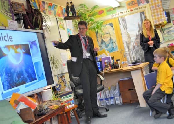 Arriva Midlands PR Gary Young speaks to Chantry pupils