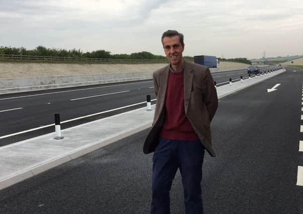 Andrew Selous at the new bypass link road today.