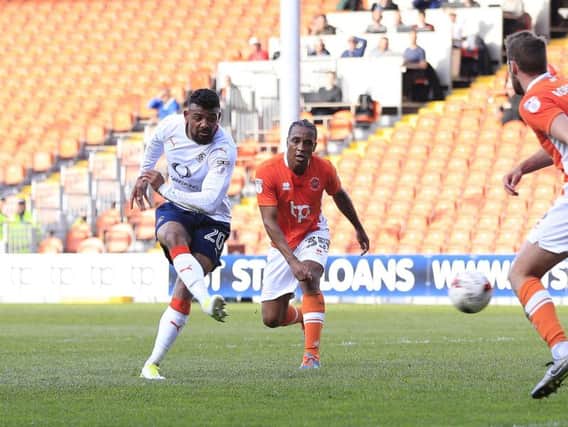 Isaac Vassell fires Luton into the lead at Blackpool this evening