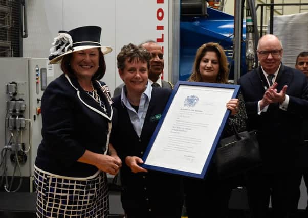 Ecotile Flooring presented with the Queen's Award for Enterprise. Photo by Vic Ashby