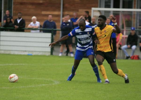 Dami Salami in action for Dunstable against Barton - pics: Chris White