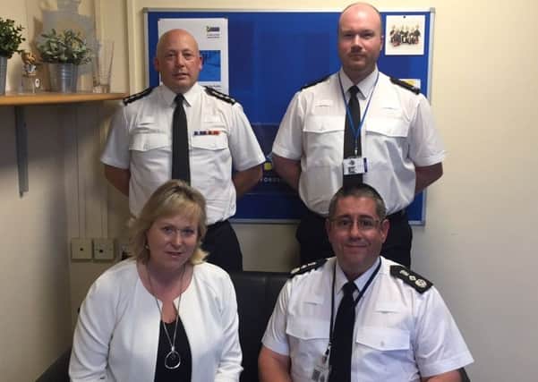 Top row L-R - Special Constable Nathan Clarke & Special Constable Dean Torr. Bottom row - PCC Kathryn Holloway &  Special Constabulary Chief Officer Clint Sharp.