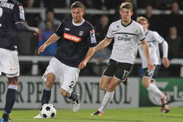 Jonathan Smith makes his Luton debut against Hereford in November 2012