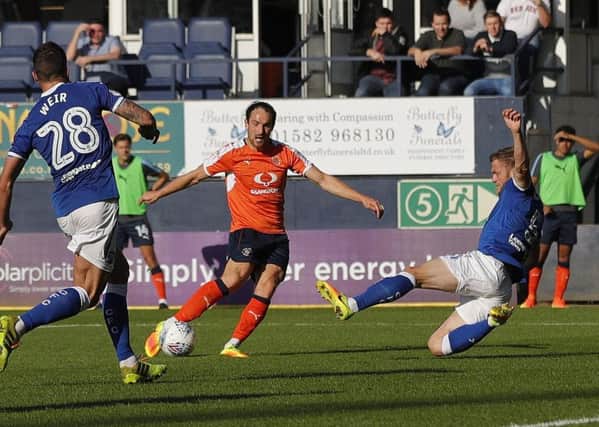 Danny Hylton scores the winner against Chesterfield on Saturday