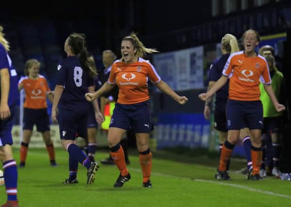 Luton Town Ladies celebrate their 1-0 win over Denham United last week