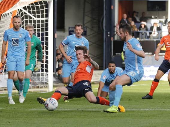 Glen Rea was sent off late on for Luton this afternoon