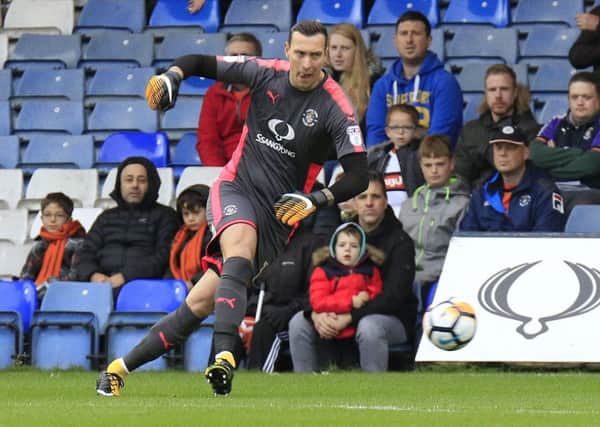 Hatters keeper Marek Stech in action against Portsmouth
